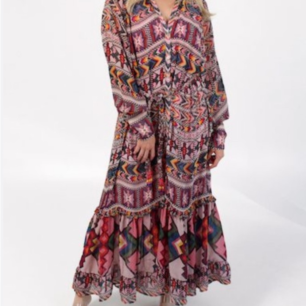 Farm Rio Blouson-Sleeve Belted Maxi Dress - Picture 4 of 15
